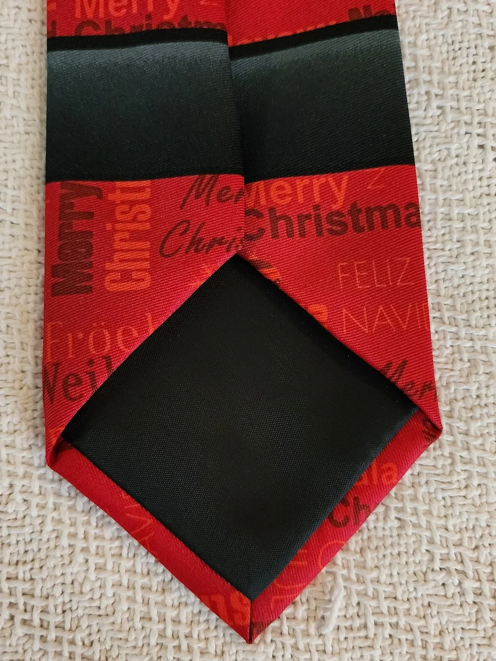 Celebrate Together Christmas Santa Belt Tie Multilingual Holiday Necktie
